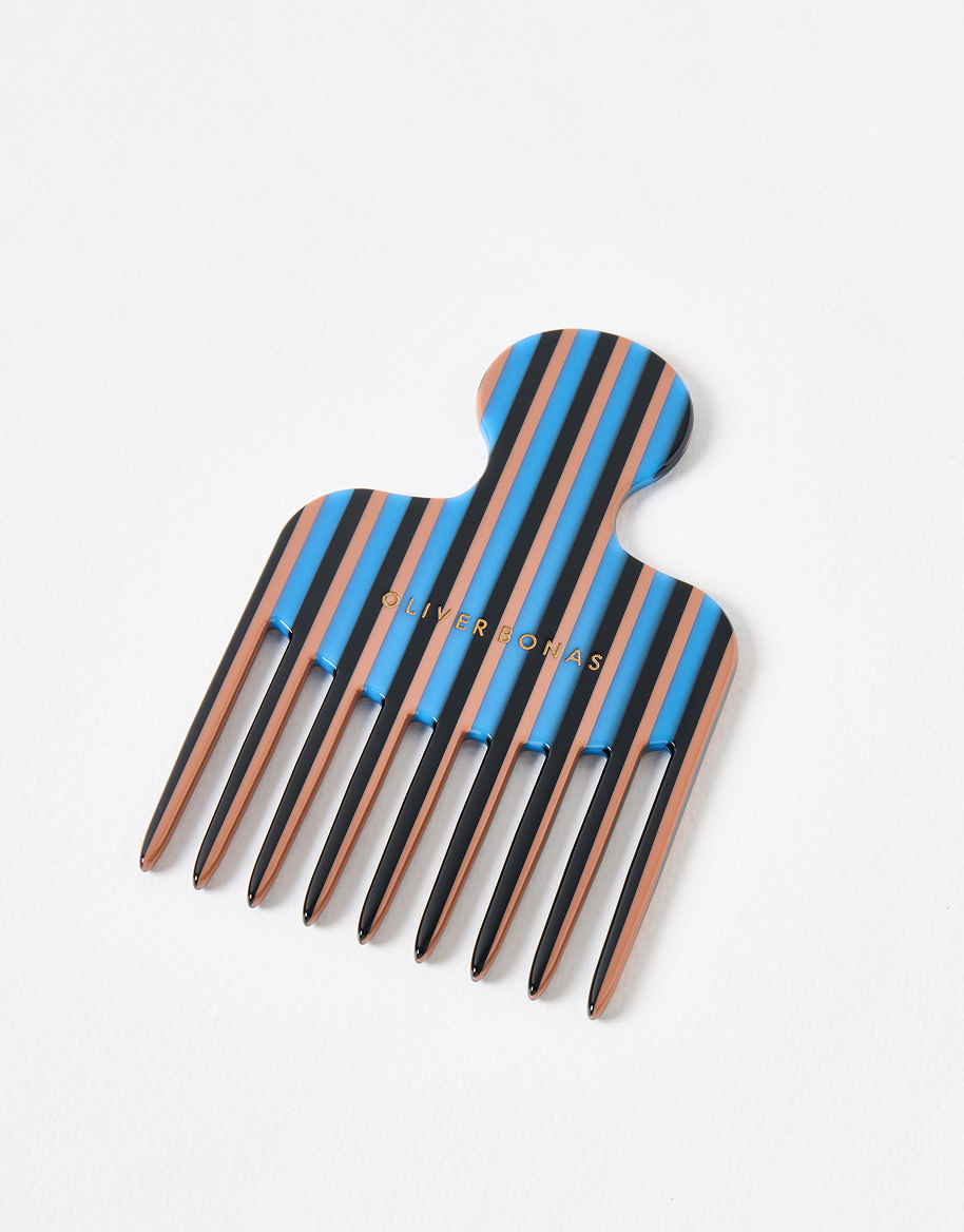 Odelie Blue Striped Resin Comb